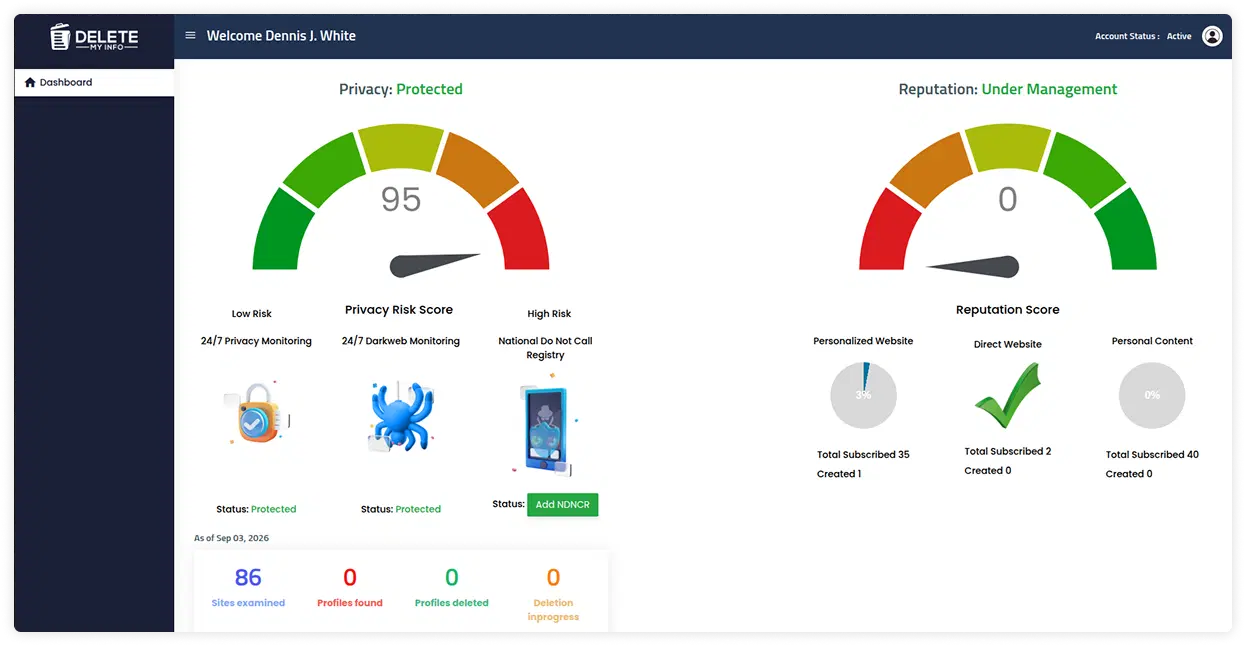 Deletemyinfo platform screenshot