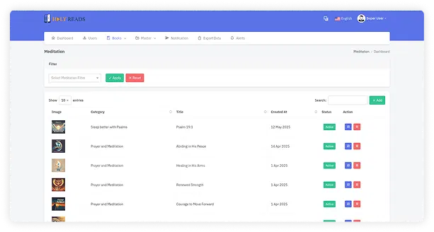 HolyReads platform screenshot 2