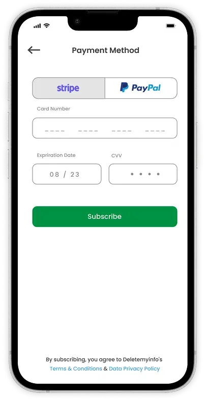 Deletemyinfo app screen 1