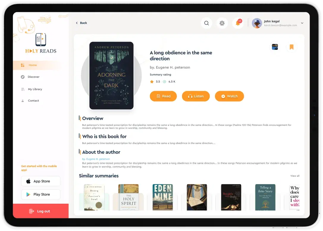 HolyReads app screen 3