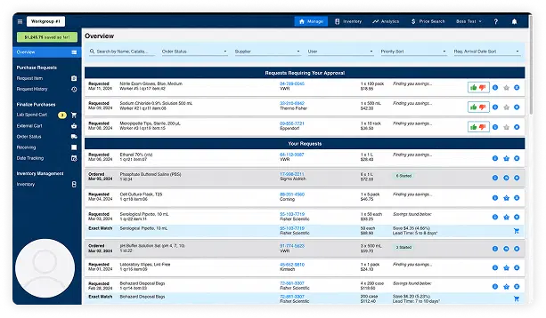 LabSpend platform screenshot 2