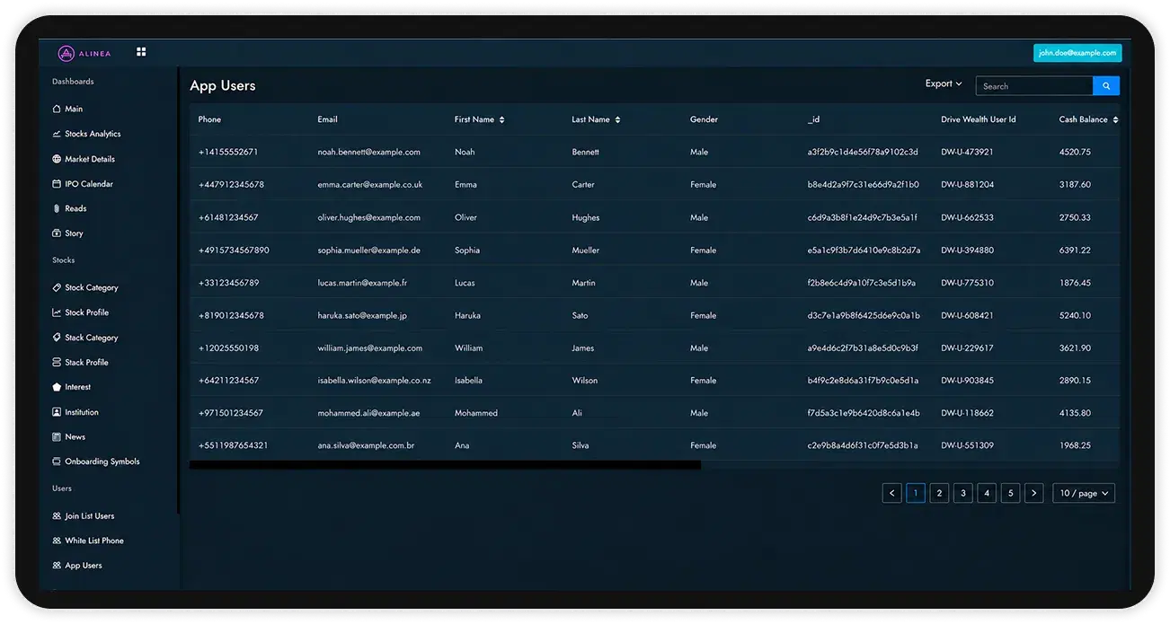 Alinea app screen 1