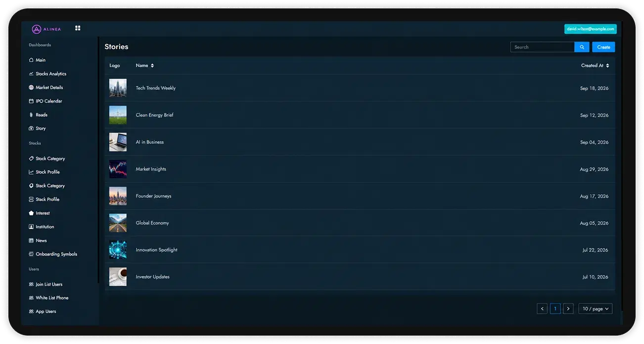 Alinea app screen 3