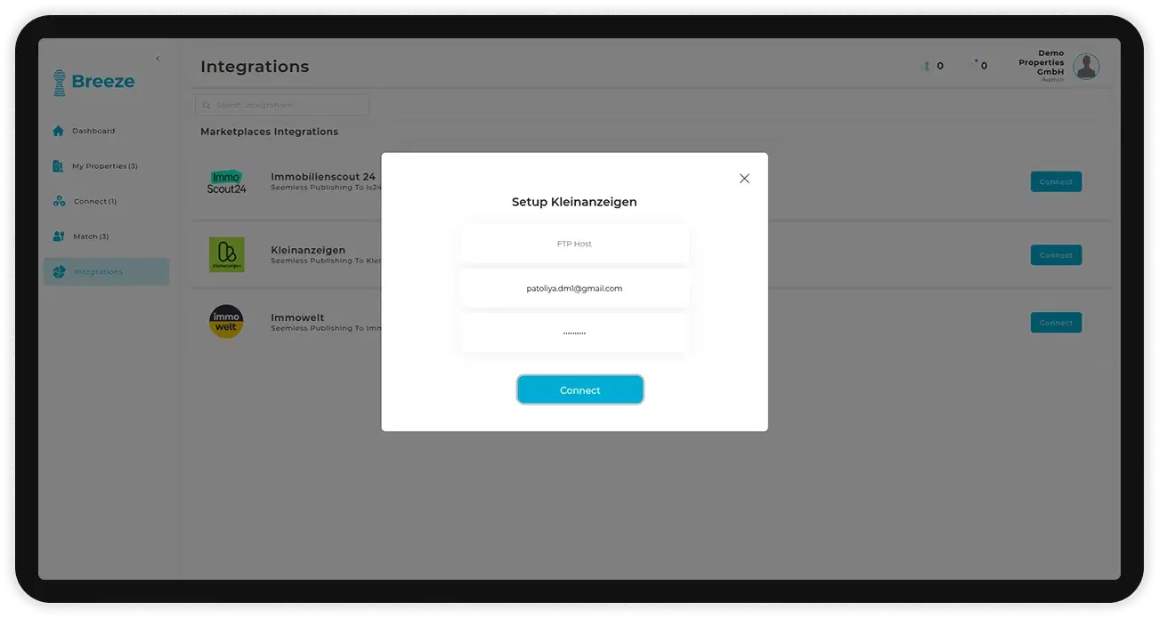 Breeze app screen 1