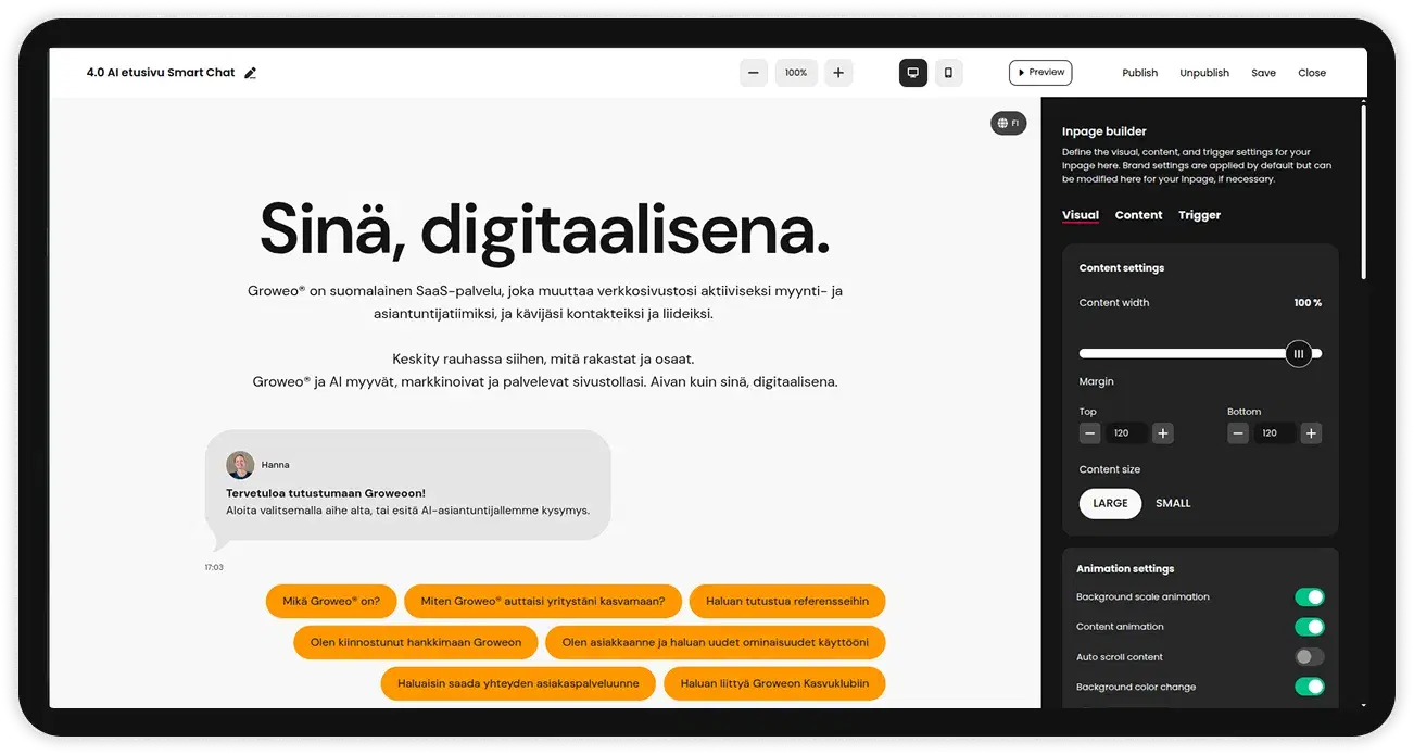 Groweo app screen 1