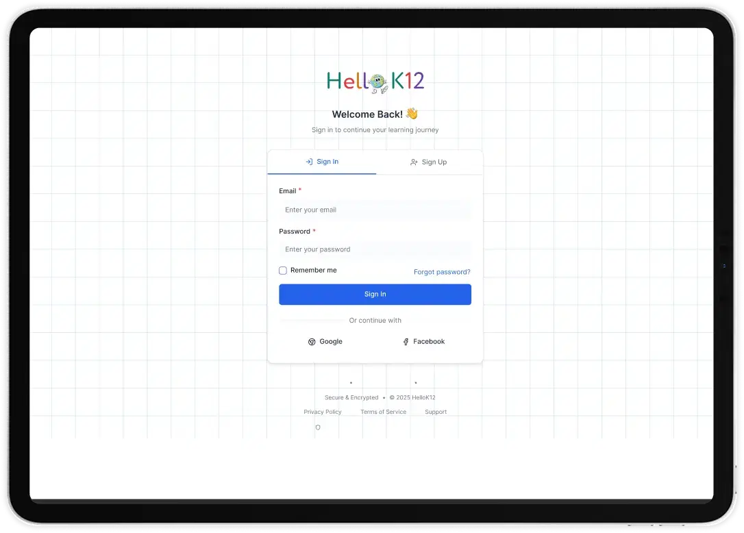 HelloK12 app screen 2